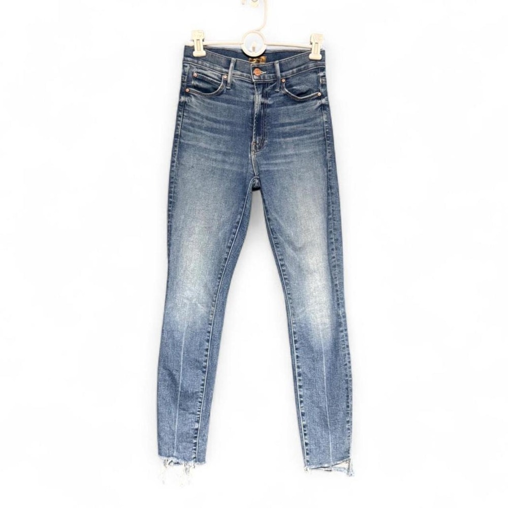 Mother The Stunner Zip Ankle Step Fray Jeans Women's Size 25 Light Wash Skinny - Picture 2 of 8